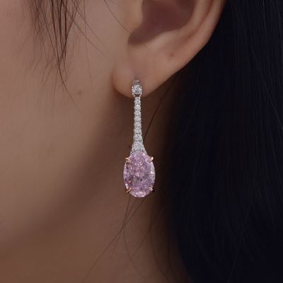 925 Sterling Gümüş Zirkon Uzun Oval Kulaklık Özel Renk