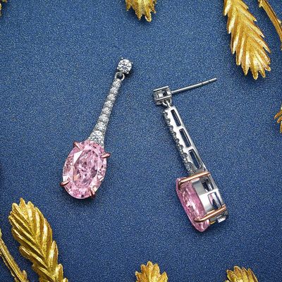 925 Sterling Gümüş Zirkon Uzun Oval Kulaklık Özel Renk