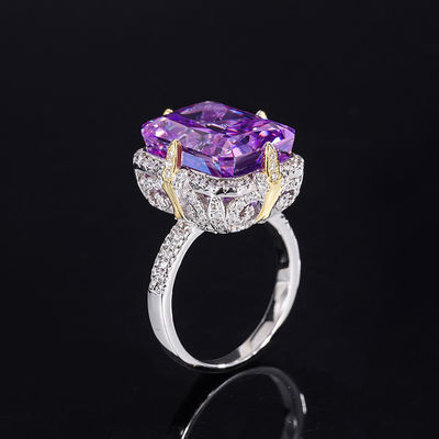 Mor / Akva Mavi / Sarı Gemstone 925 Sterling Gümüş Zirkon Nişan Yüzüğü