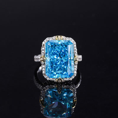 Mor / Akva Mavi / Sarı Gemstone 925 Sterling Gümüş Zirkon Nişan Yüzüğü