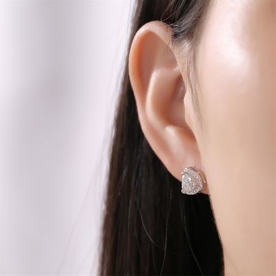 Moissanite 925 Sterling Gümüş Stud Kulaklık Destek OEM ODM