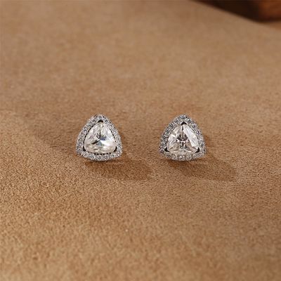 Moissanite 925 Sterling Gümüş Stud Kulaklık Destek OEM ODM