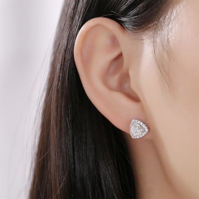 Moissanite 925 Sterling Gümüş Stud Kulaklık Destek OEM ODM