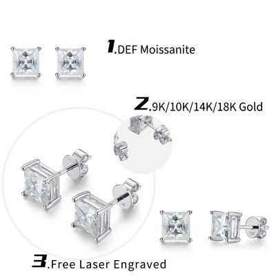 Doğum günü hediyesi için kübik 18K altın Moissanite elmas küpeler
