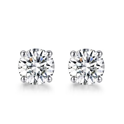 18k Altın Moissanite Elmas Stud Kulaklıkları Beyaz Altın Destek Özellik