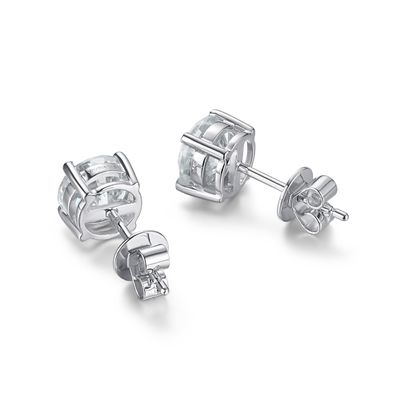 18k Altın Moissanite Elmas Stud Kulaklıkları Beyaz Altın Destek Özellik