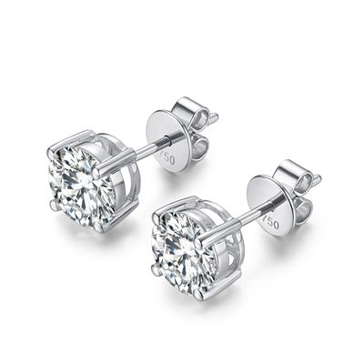18k Altın Moissanite Elmas Stud Kulaklıkları Beyaz Altın Destek Özellik