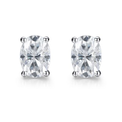 18k altın Moissanite elmas oval küpeler hediye olarak