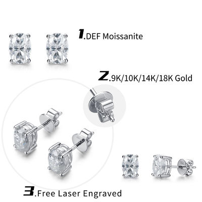 18k altın Moissanite elmas oval küpeler hediye olarak