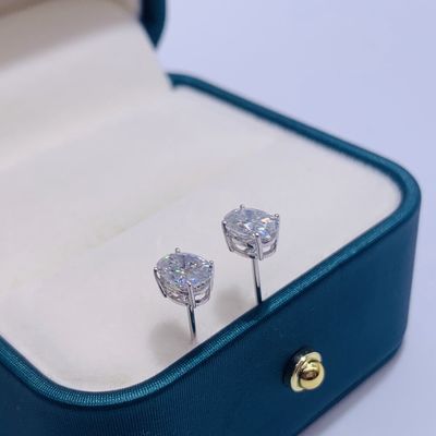 18k altın Moissanite elmas oval küpeler hediye olarak