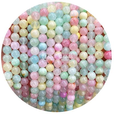 Cümle Doğal Kristal Gemstone Yuvarlak Kalsedon Boncukları Yeşim Yuvarlak Yumuşak Boncuk Aksesuarları DIY Bilezik Kolye