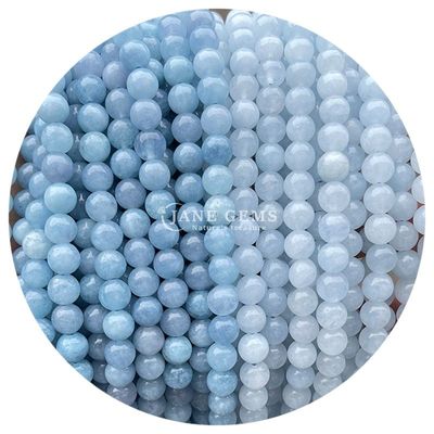 Toptan yuvarlak doğal taş boncuklar yuvarlak gevşek taş boncuklar aksesuarlar 8mm akvamarin gevşek boncuklar DIY mücevher için