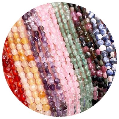 Düz şekilli yüzlü boncuklar Kristal taş yuvarlak şekil DIY mücevher yapımı için gevşek boncuk telleri
