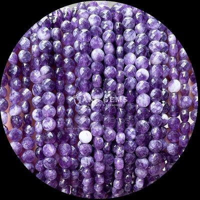 Düz şekilli yüzlü boncuklar Kristal taş yuvarlak şekil Ametist Gül Kuvars DIY Mücevher yapımı için gevşek boncuk telleri