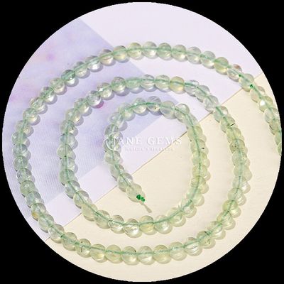 Düz şekilli yüzlü boncuklar Kristal taş yuvarlak şekil florit prehnite DIY mücevher yapımı için gevşek boncuk telleri