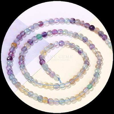 Düz şekilli yüzlü boncuklar Kristal taş yuvarlak şekil florit prehnite DIY mücevher yapımı için gevşek boncuk telleri