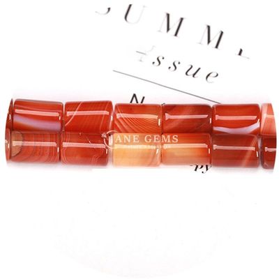 Cümleci Doğal Kristal Gemstone Silindir Şekilli Boncuklar Çizgili Agat Silindir Çıkarsız Boncuk Aksesuarları DIY Mücevher