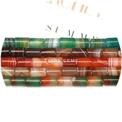 Cümleci Doğal Kristal Gemstone Silindir Şekilli Boncuklar Çizgili Agat Silindir Çıkarsız Boncuk Aksesuarları DIY Mücevher