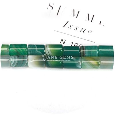 Cümleci Doğal Kristal Gemstone Silindir Şekilli Boncuklar Çizgili Agat Silindir Çıkarsız Boncuk Aksesuarları DIY Mücevher