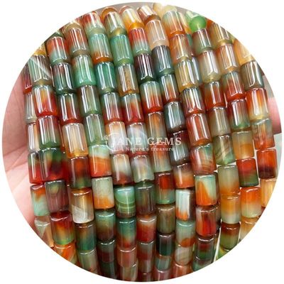 Cümleci Doğal Kristal Gemstone Silindir Şekilli Boncuklar Çizgili Agat Silindir Çıkarsız Boncuk Aksesuarları DIY Mücevher