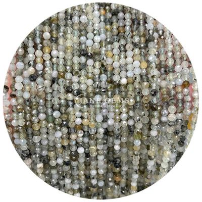 Gem Bead Doğal Kristal Yüzlü Yuvarlak Şekil Küçük Beyaz Yeşim Hurlite Bilezikler için gevşek boncuk telleri