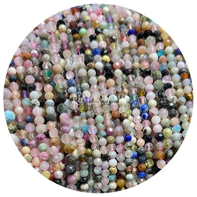 Değerli değerli taşlar İnce Doğal Kristal Yüzlü Yuvarlak Şekil Küçük Morganit Siyah Rutile Kuvars Kolye için gevşek inciler