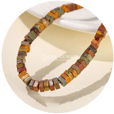 Alışveriş Alışveriş Doğal Yeşim Çıkarlı Boncuklar Gerçek Beyaz Opal Çıkarlı Boncuklar Kare Dilimli Şekil Çıkarlı Boncuklar DIY Mücevherler İçin Aralıklandırıcı