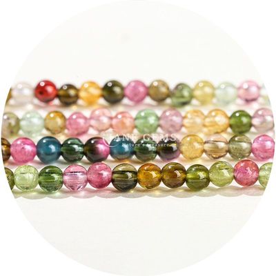 TOPLUKTAL Doğal değerli taşlar yuvarlak yumuşak boncuklar 8 mm çok renkli turmalin yuvarlak agat boncukları mücevher için boşluklar