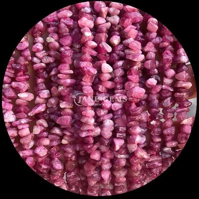Pembe Turmalin Gem Bead Doğal Kristal Düzensiz Şekil Çip Çakıl Taşı Bilezikler için gevşek boncuk telleri