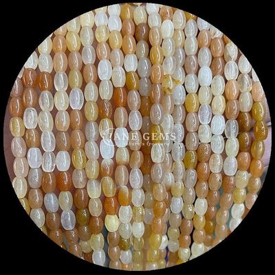 Kaplan Gözü Sarı Aventurine Gem Bead Doğal Kristal Pirinç Şekli Taş Çıplak İnci Dalları Bilezikler İçin