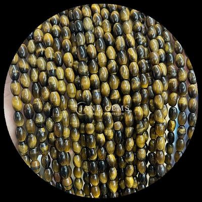 Kaplan Gözü Sarı Aventurine Gem Bead Doğal Kristal Pirinç Şekli Taş Çıplak İnci Dalları Bilezikler İçin