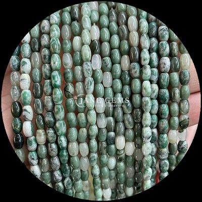 Hint Agate Yeşil Nokta Limon Yeşim Gem Bead Doğal Kristal Pirinç Şekli Taş Soluk Bead Strands Bilezikler İçin