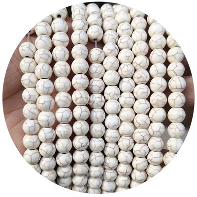 Toptan Howlite yuvarlak taş gevşek boncuklar Turkuaz gevşek boncuklar yuvarlak boncuklar Mücevher yapımı için aralıklar