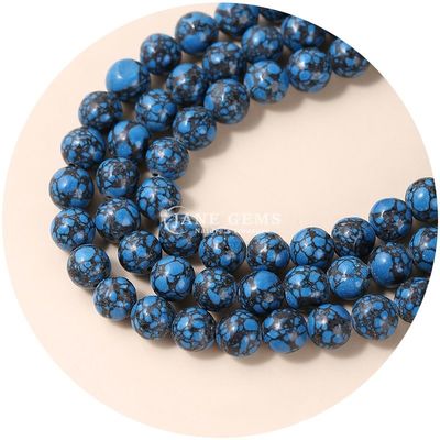 Toptan Howlite yuvarlak taş gevşek boncuklar Turkuaz gevşek boncuklar yuvarlak boncuklar Mücevher yapımı için aralıklar