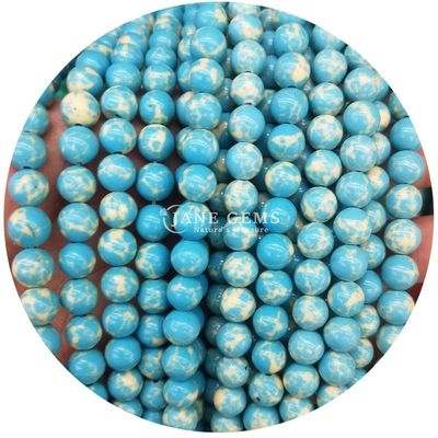 Toptan Howlite yuvarlak taş gevşek boncuklar Turkuaz gevşek boncuklar yuvarlak boncuklar Mücevher yapımı için aralıklar