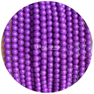 Toptan Howlite yuvarlak taş gevşek boncuklar Turkuaz gevşek boncuklar yuvarlak boncuklar Mücevher yapımı için aralıklar
