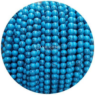 Toptan Howlite yuvarlak taş gevşek boncuklar Turkuaz gevşek boncuklar yuvarlak boncuklar Mücevher yapımı için aralıklar