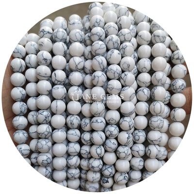 Toptan Howlite yuvarlak taş gevşek boncuklar Turkuaz gevşek boncuklar yuvarlak boncuklar Mücevher yapımı için aralıklar