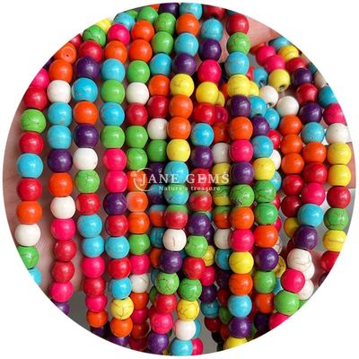 Toptan Howlite yuvarlak taş gevşek boncuklar Turkuaz gevşek boncuklar yuvarlak boncuklar Mücevher yapımı için aralıklar