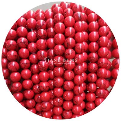 Toptan Howlite yuvarlak taş gevşek boncuklar Turkuaz gevşek boncuklar yuvarlak boncuklar Mücevher yapımı için aralıklar