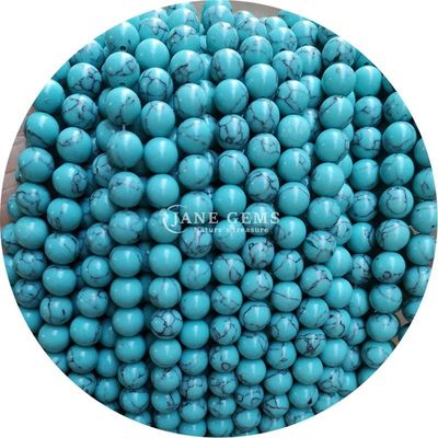 Toptan Howlite yuvarlak taş gevşek boncuklar Turkuaz gevşek boncuklar yuvarlak boncuklar Mücevher yapımı için aralıklar