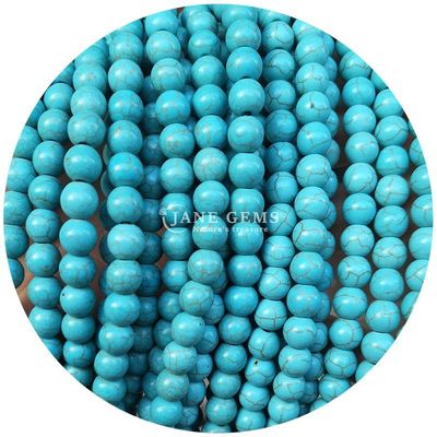 Toptan Howlite yuvarlak taş gevşek boncuklar Turkuaz gevşek boncuklar yuvarlak boncuklar Mücevher yapımı için aralıklar