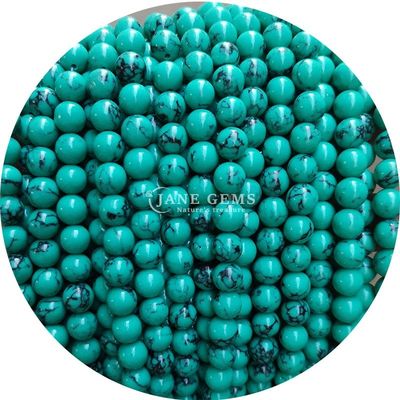 Toptan Howlite yuvarlak taş gevşek boncuklar Turkuaz gevşek boncuklar yuvarlak boncuklar Mücevher yapımı için aralıklar
