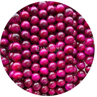 Alışveriş Alışveriş Doğal Taş Yuvarlak Çıplak Boncuklar 8mm Kaplan Gözü Çıplak Boncuklar Gül Kırmızı Kaplan Gözü Yuvarlak Boncuklar Mücevherler için Aralıklar
