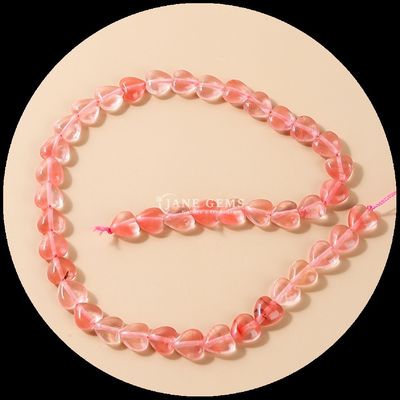 Gül Kuvars Karnelian Gem Bead Doğal Kristal Kalp Şekli Taş Çıkarılmamış İnci Dalları Bilezikler İçin