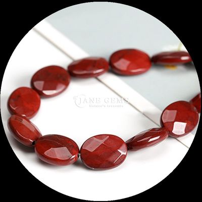 Şık Hint Agate Kırmızı Yeşim Taşı gevşek boncuk iplikleri yüzlü oval şekli değerli taş boncuk