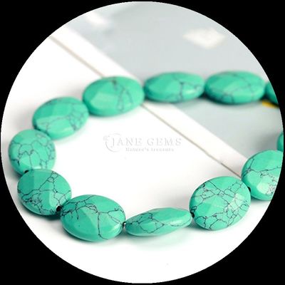 Yüzlü Oval Şekilli Gem Bead Doğal Kristal Opalit Mavi Nokta Taş Bilezikler için gevşek boncuk telleri