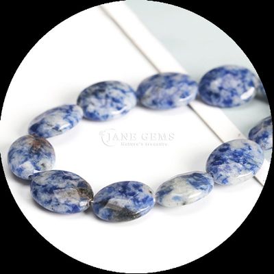 Yüzlü Oval Şekilli Gem Bead Doğal Kristal Opalit Mavi Nokta Taş Bilezikler için gevşek boncuk telleri