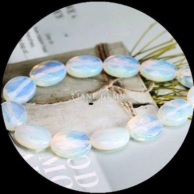 Yüzlü Oval Şekilli Gem Bead Doğal Kristal Opalit Mavi Nokta Taş Bilezikler için gevşek boncuk telleri