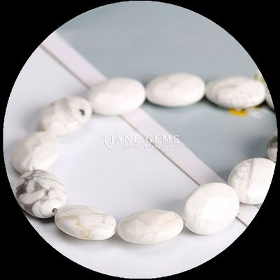 Yüzlü Oval Biçimli Gem Mermi Doğal Kristal Howlite Kar Tanesi Obsidian Taş Bilezikler için gevşek mermi iplikleri
